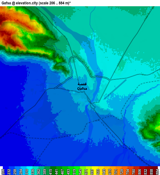 Zoom OUT 2x Gafsa, Tunisia elevation map