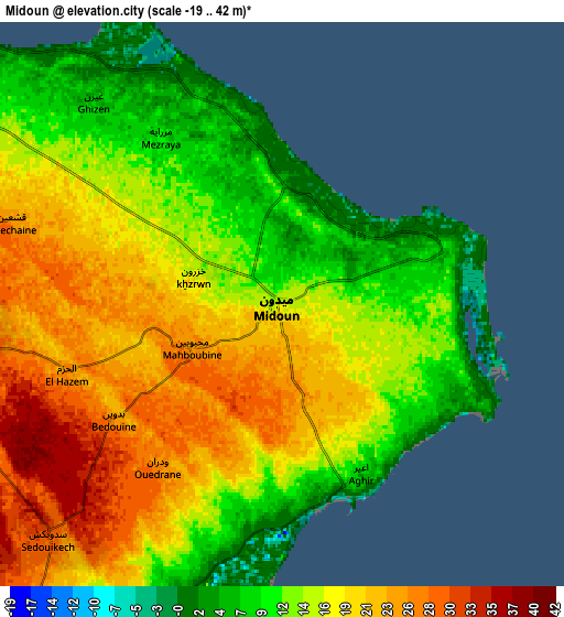 Zoom OUT 2x Midoun, Tunisia elevation map