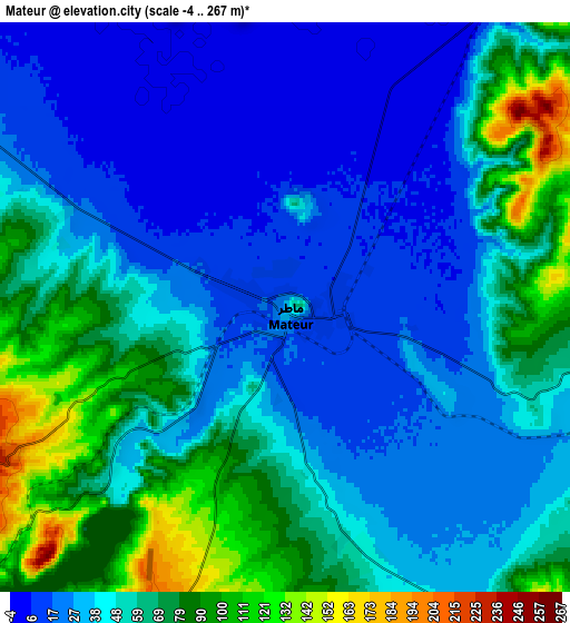 Zoom OUT 2x Mateur, Tunisia elevation map