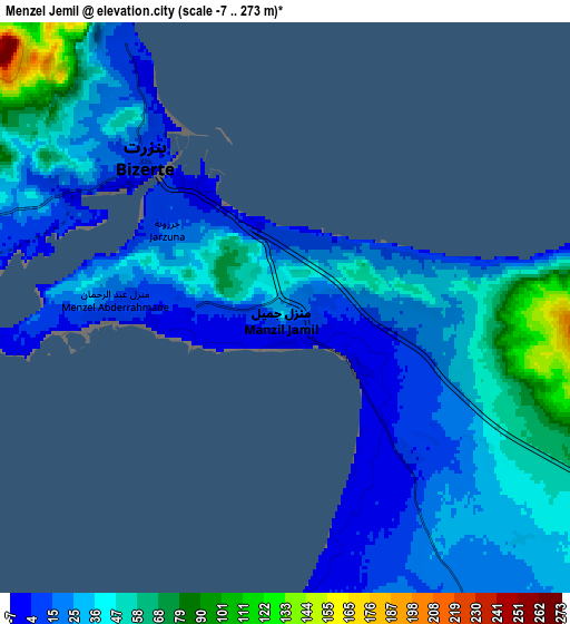 Zoom OUT 2x Menzel Jemil, Tunisia elevation map