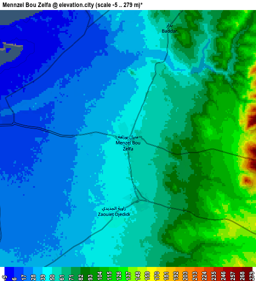 Zoom OUT 2x Mennzel Bou Zelfa, Tunisia elevation map