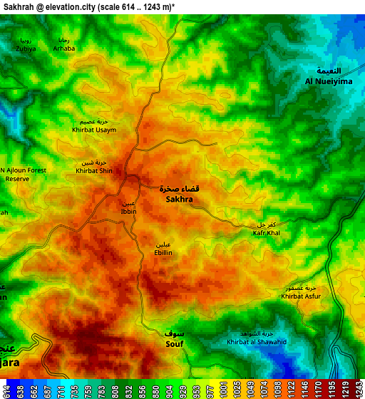 Zoom OUT 2x Şakhrah, Jordan elevation map