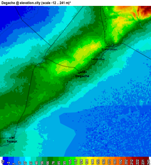 Zoom OUT 2x Degache, Tunisia elevation map