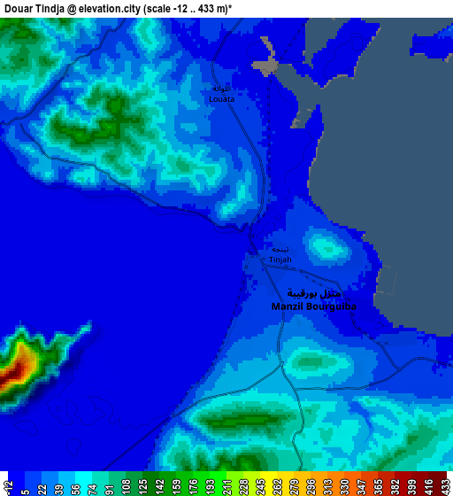 Zoom OUT 2x Douar Tindja, Tunisia elevation map