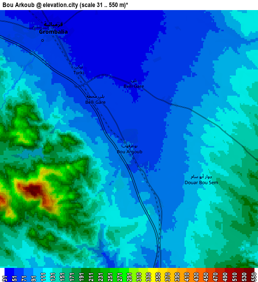 Zoom OUT 2x Bou Arkoub, Tunisia elevation map