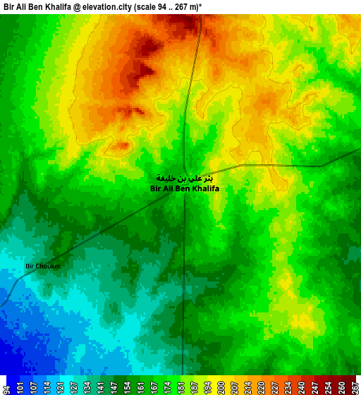 Zoom OUT 2x Bir Ali Ben Khalifa, Tunisia elevation map