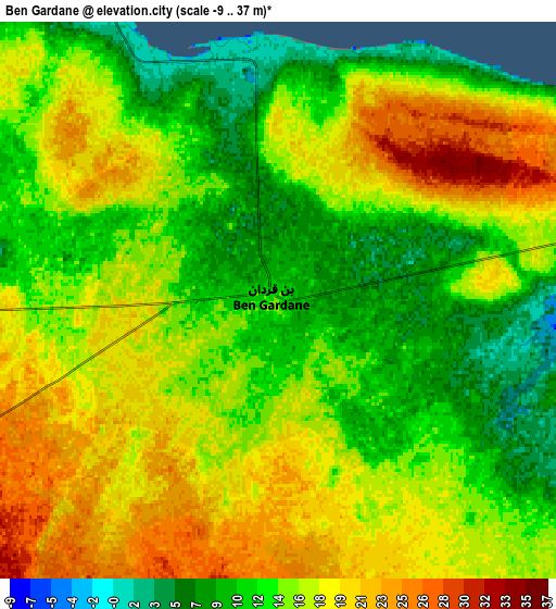 Zoom OUT 2x Ben Gardane, Tunisia elevation map