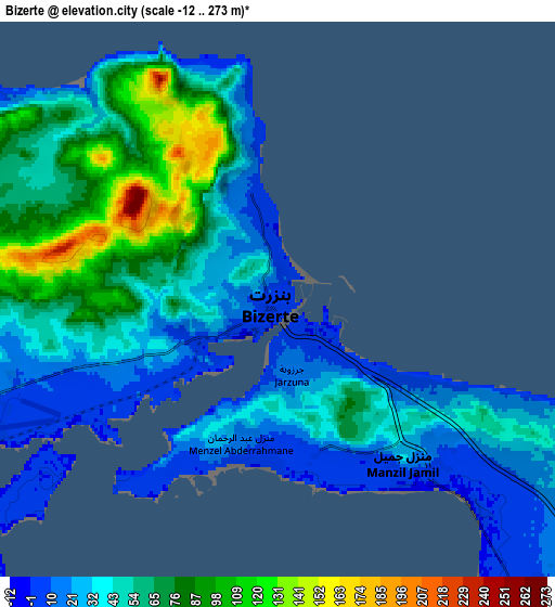 Zoom OUT 2x Bizerte, Tunisia elevation map