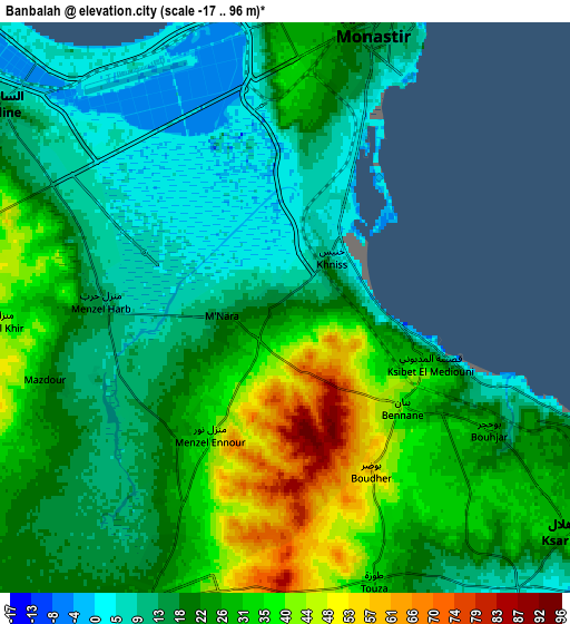 Zoom OUT 2x Banbalah, Tunisia elevation map