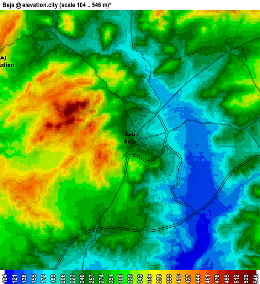 Zoom OUT 2x Béja, Tunisia elevation map