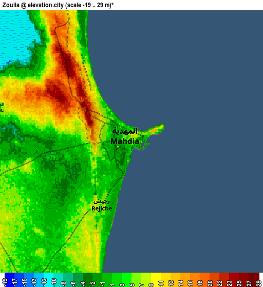 Zoom OUT 2x Zouila, Tunisia elevation map