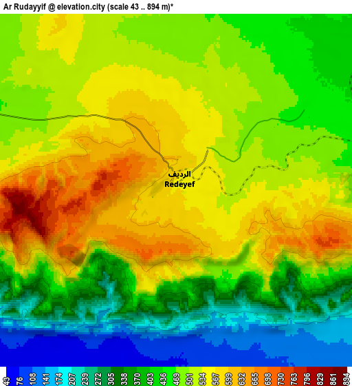 Zoom OUT 2x Ar Rudayyif, Tunisia elevation map