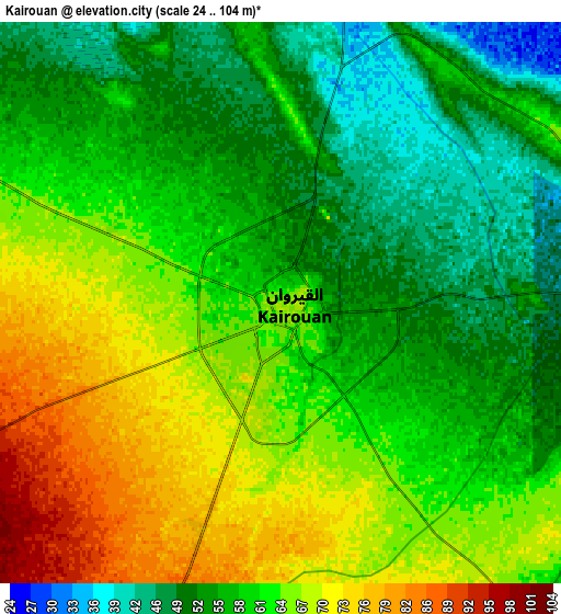 Zoom OUT 2x Kairouan, Tunisia elevation map