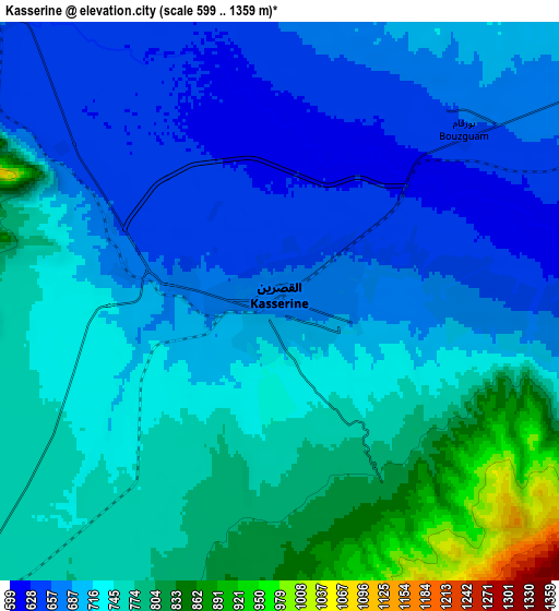 Zoom OUT 2x Kasserine, Tunisia elevation map