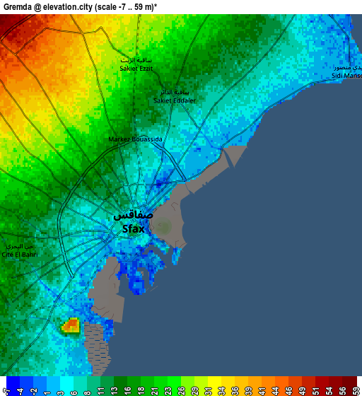 Zoom OUT 2x Gremda, Tunisia elevation map