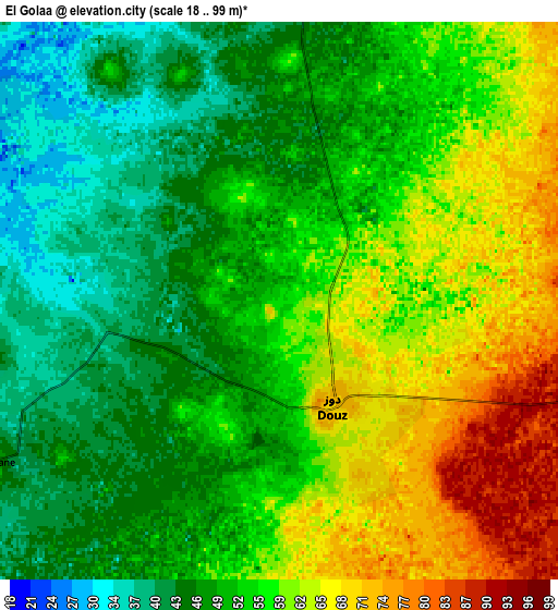 Zoom OUT 2x El Golaa, Tunisia elevation map