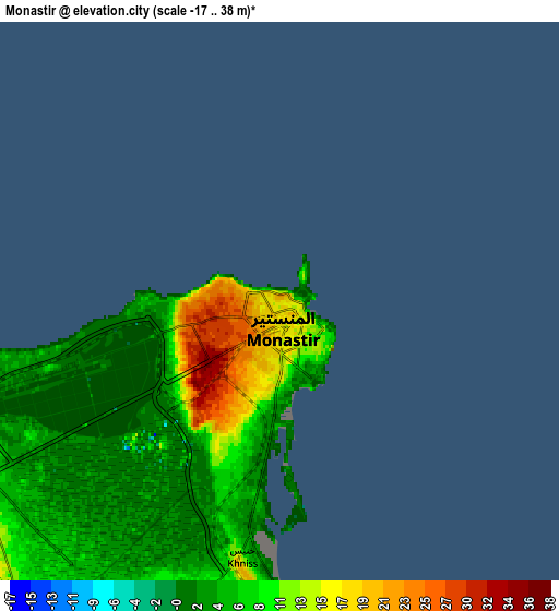 Zoom OUT 2x Monastir, Tunisia elevation map