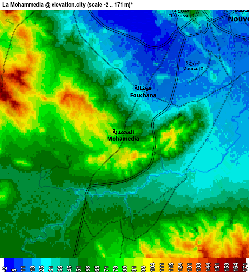 Zoom OUT 2x La Mohammedia, Tunisia elevation map