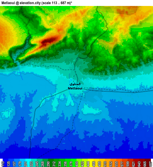 Zoom OUT 2x Metlaoui, Tunisia elevation map