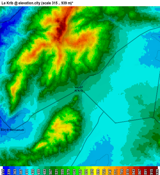 Zoom OUT 2x Le Krib, Tunisia elevation map