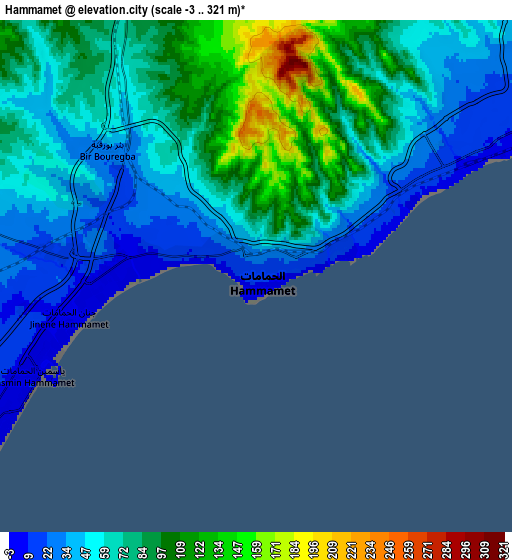 Zoom OUT 2x Hammamet, Tunisia elevation map