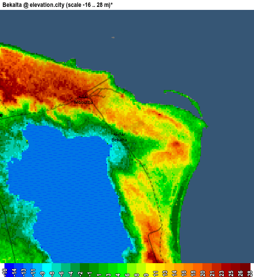 Zoom OUT 2x Bekalta, Tunisia elevation map