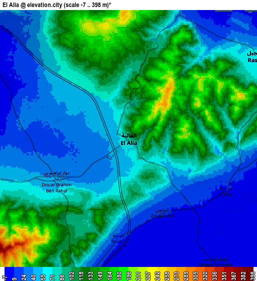 Zoom OUT 2x El Alia, Tunisia elevation map