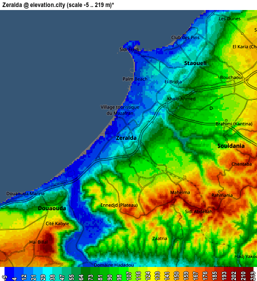 Zoom OUT 2x Zeralda, Algeria elevation map