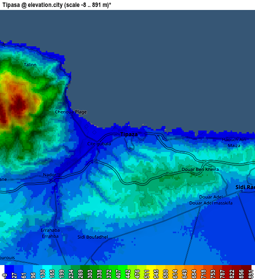 Zoom OUT 2x Tipasa, Algeria elevation map