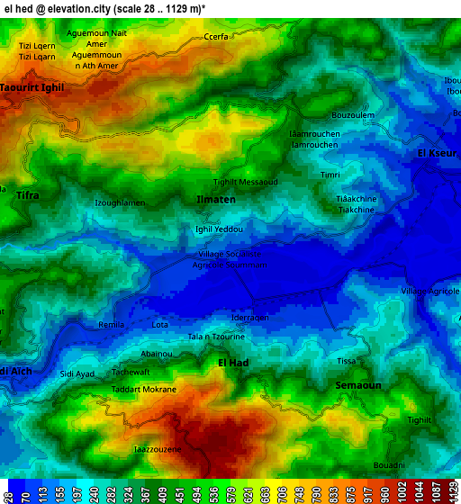 Zoom OUT 2x el hed, Algeria elevation map