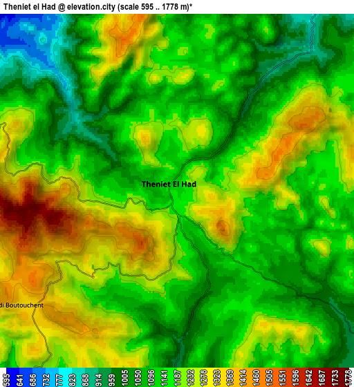 Zoom OUT 2x Theniet el Had, Algeria elevation map