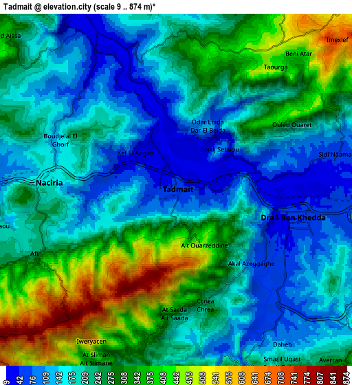 Zoom OUT 2x Tadmaït, Algeria elevation map