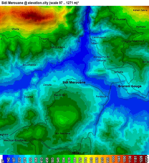 Zoom OUT 2x Sidi Mérouane, Algeria elevation map