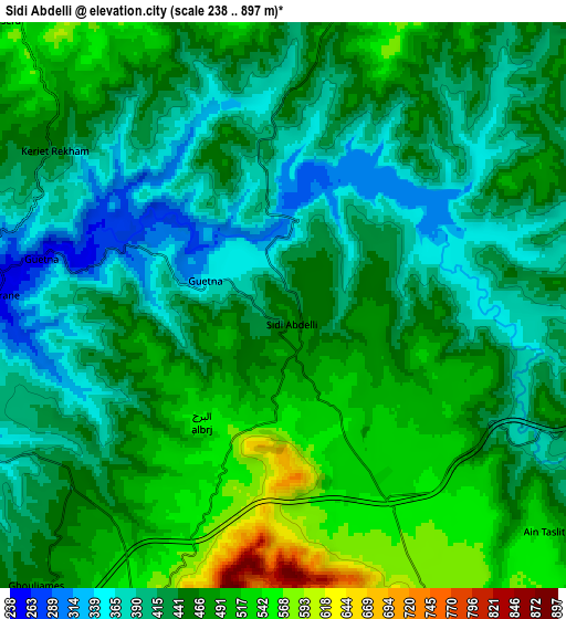 Zoom OUT 2x Sidi Abdelli, Algeria elevation map