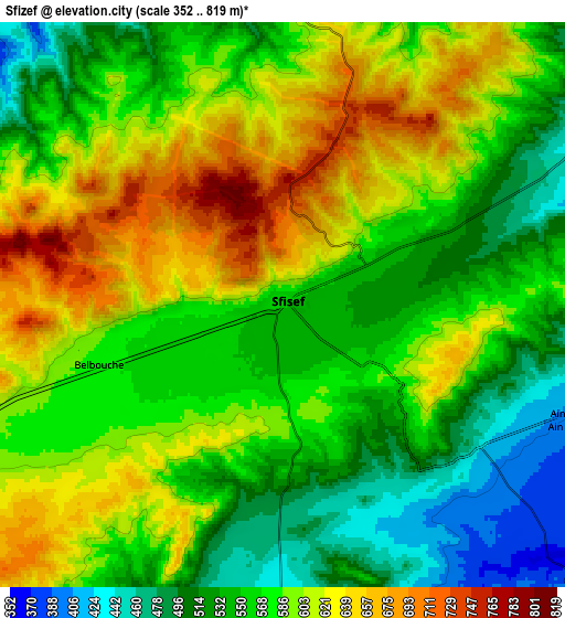 Zoom OUT 2x Sfizef, Algeria elevation map