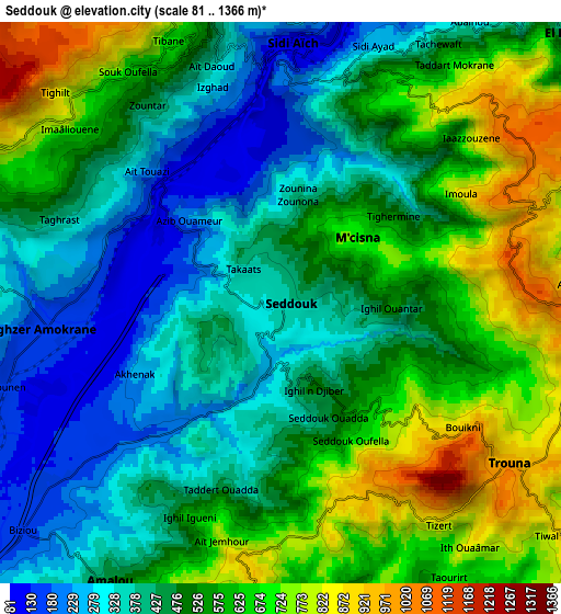 Zoom OUT 2x Seddouk, Algeria elevation map