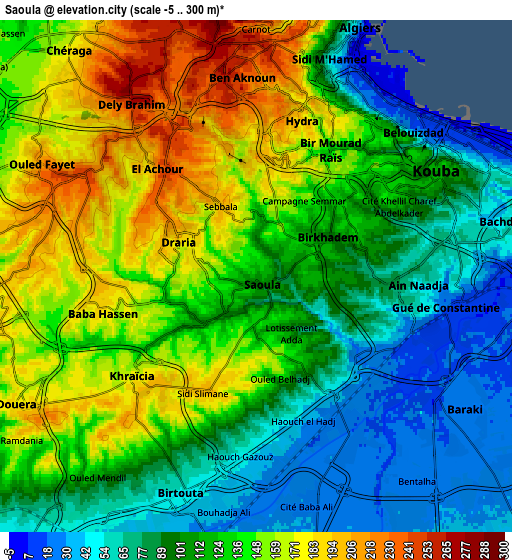 Zoom OUT 2x Saoula, Algeria elevation map