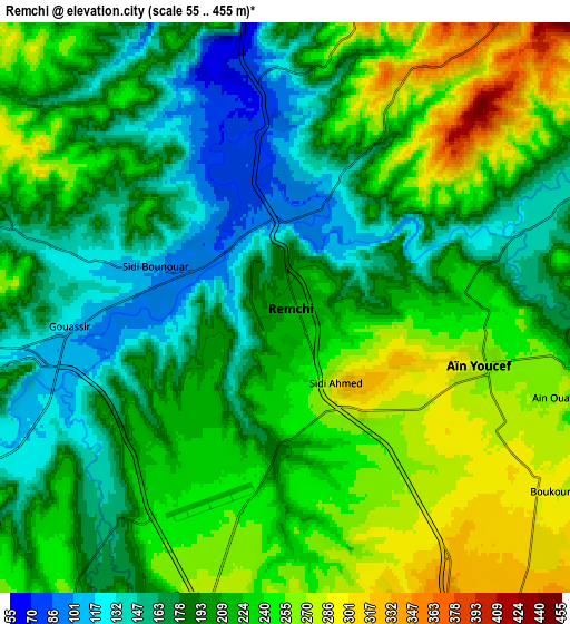 Zoom OUT 2x Remchi, Algeria elevation map