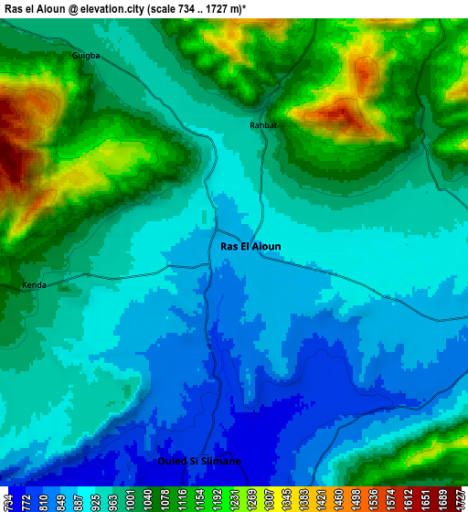 Zoom OUT 2x Râs el Aïoun, Algeria elevation map