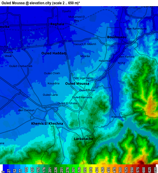 Zoom OUT 2x Ouled Moussa, Algeria elevation map