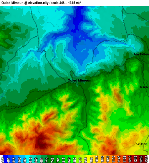 Zoom OUT 2x Ouled Mimoun, Algeria elevation map