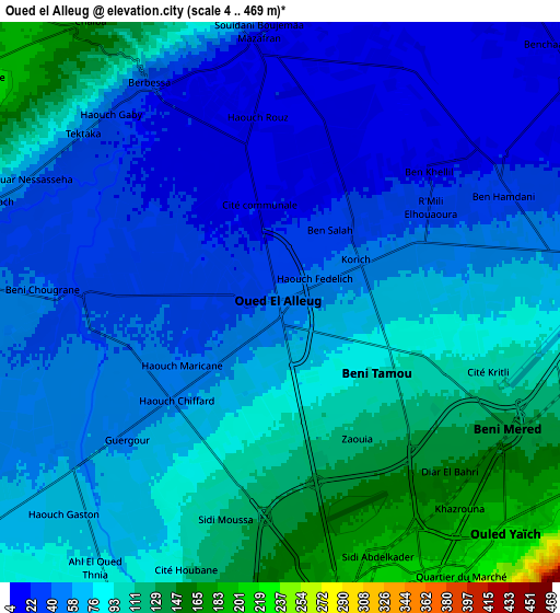 Zoom OUT 2x Oued el Alleug, Algeria elevation map