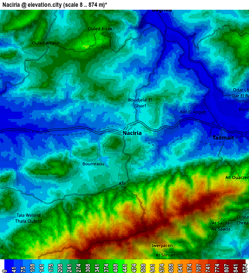 Zoom OUT 2x Naciria, Algeria elevation map