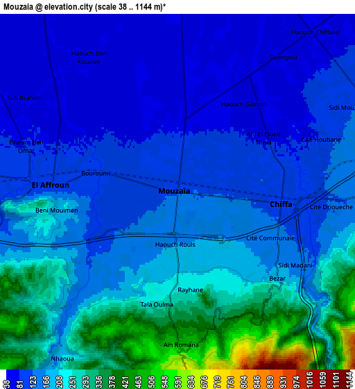 Zoom OUT 2x Mouzaïa, Algeria elevation map