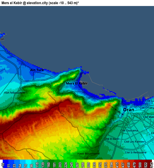 Zoom OUT 2x Mers el Kebir, Algeria elevation map