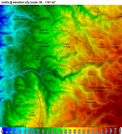 Zoom OUT 2x Judita, Jordan elevation map