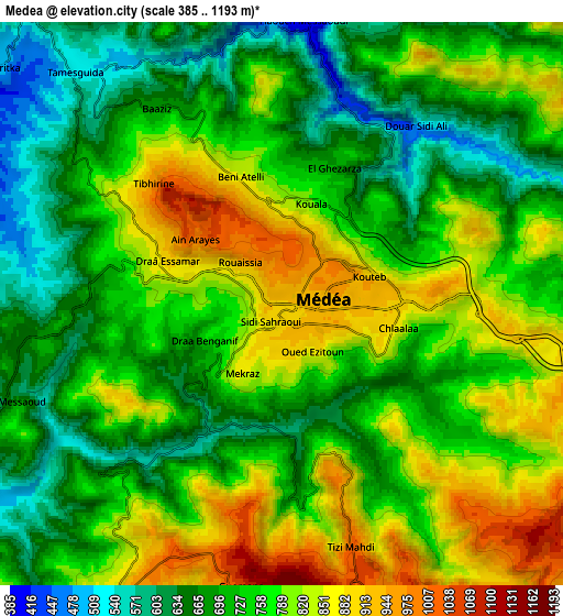 Zoom OUT 2x Médéa, Algeria elevation map