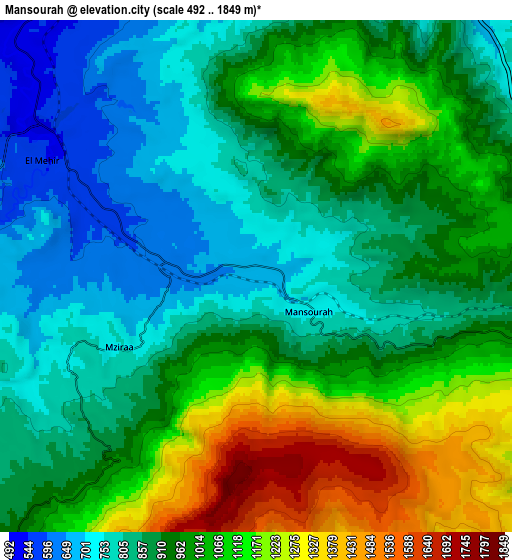 Zoom OUT 2x Mansourah, Algeria elevation map