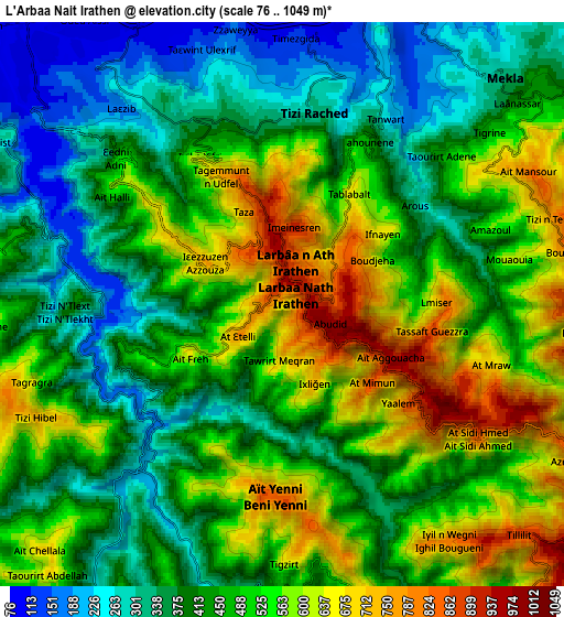 Zoom OUT 2x L’Arbaa Naït Irathen, Algeria elevation map