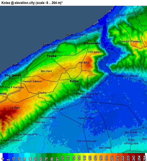 Zoom OUT 2x Kolea, Algeria elevation map